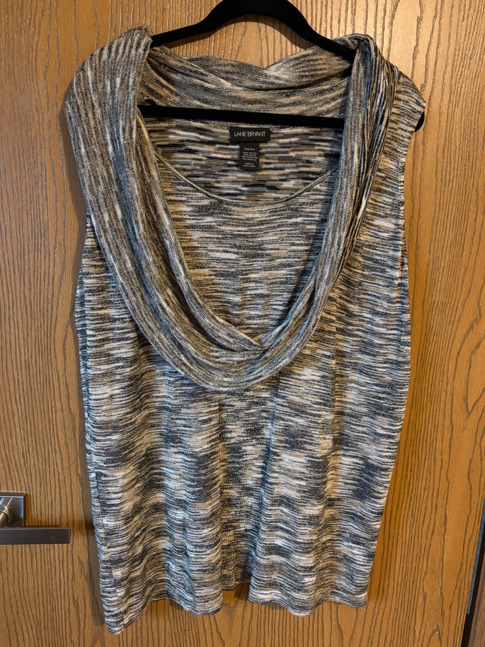 Lane Bryant Marled Gray Cowl Neck Sleeveless Top